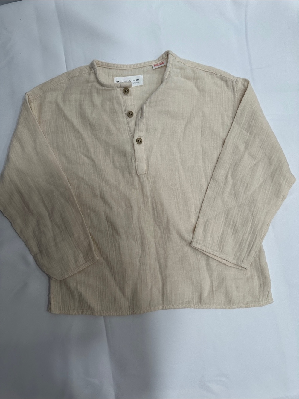 Zara Cream Cotton Shirt - Casual Button